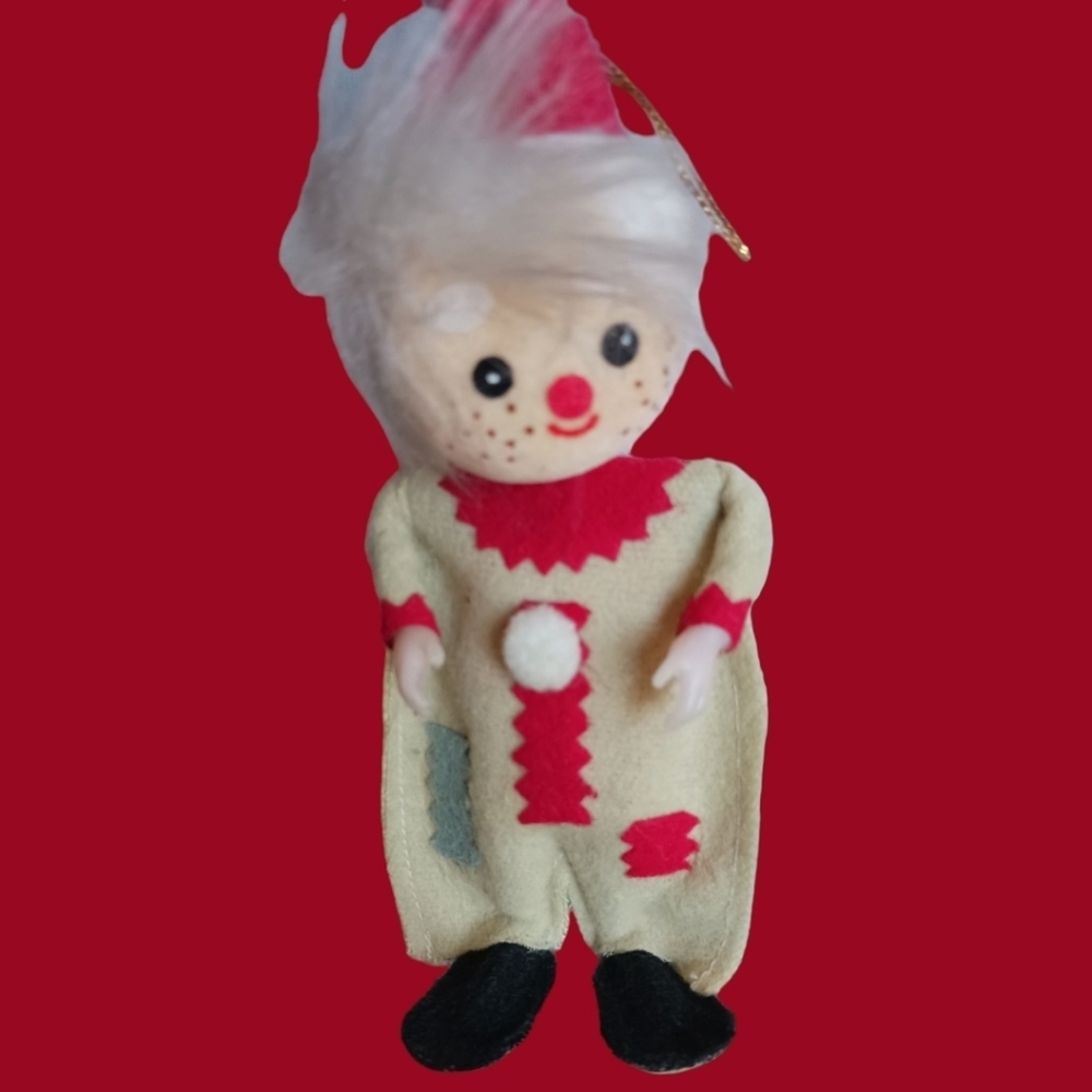Vtg clowns felt christmas ornaments set of 2 - Picture 5 of 9